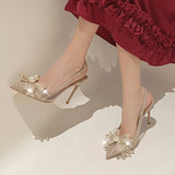 Poshoot Pointed Pearl Bridesmaid Bridal Fashion Closed Toe Heels