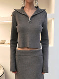 fall outfits 2024 Knitted Sweater Skirt Zipper Stand Collar Top Hip Knitted Dress