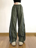 Poshoot Vintage Striped Piping Baggy Sweatpants