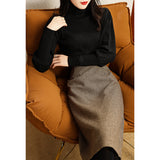 fall outfits 2024 Woolen Plaid Skirt for Women Autumn and Winter French Retro High Waist Slimming A- line Houndstooth Split One-Step Hip Skirt