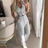 fall outfits 2024 Women's Temperament Elegant Solid Color Short Crop Top High Waist Trousers Two-Piece Set