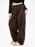 Poshoot Contrast Piping Black Baggy Sweatpants