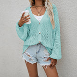 fall outfits 2024 Fashion New Women's Long Sleeve Hollow Women's Cardigan Beach Blouse Summer Autumn Clothing Sweater