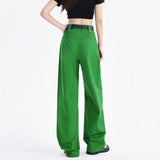 teacher outfits Summer Grandma Green Slimming Loose High Waist Hot Girl Wide Leg Pants Trendy Casual Pants