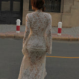 detective vs suspect dress to impress 2024 Early Autumn New Sexy Hot Girl Lace Stitching Fashion Street Slit Long Sleeve Dress