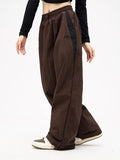 Poshoot Contrast Piping Black Baggy Sweatpants