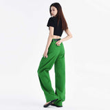 teacher outfits Summer Grandma Green Slimming Loose High Waist Hot Girl Wide Leg Pants Trendy Casual Pants