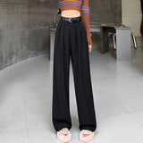 Poshoot outfit inspo fall Spring 2024 Gray Casual Suit Casual Pants Wide-Leg Pants Gray Straight Lengthened Mop Pants Women's Trousers