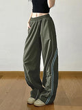 Poshoot Vintage Striped Piping Baggy Sweatpants