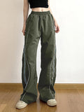 Poshoot Vintage Striped Piping Baggy Sweatpants