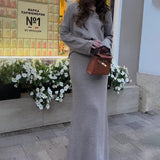 fall outfits 2024 Autumn and Winter New Fashion Casual V-neck Stitching Solid Color Comfortable Loose Suit Skirt