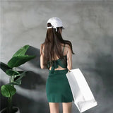 fall outfits 2024 Hong Kong Style Chic Back Bow Backless Skirt Slim Stretch Girl Sexy Knitted Sling Dress