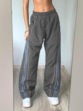 Poshoot Vintage Striped Piping Baggy Sweatpants