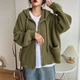 Poshoot Christmas Thanksgiving Gifts  Oversized Knitted Hooded Cardigan