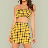 Poshoot Outfit Plaid Top & Skirt Set