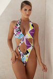 Poshoot-Crossover Halter One Piece Swimsuit