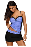 Poshoot-Plus Size Ruched Tankini With Skirt