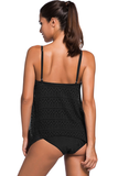 Poshoot-Solid Color Lace Tankini Set