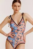 Poshoot-Reversible Tie-Shoulder One Piece Swimsuit