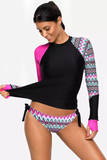 Poshoot-Vansa Printed Long Sleeve Swimsuit Set