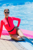 Poshoot-Surf-Up Neon Belted Swimsuit