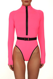 Poshoot-Surf-Up Neon Belted Swimsuit