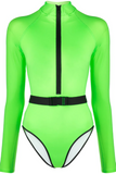 Poshoot-Surf-Up Neon Belted Swimsuit