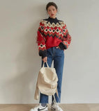 Poshoot Christmas Thanksgiving Gifts  Retro Pattern Knitted Christmas Sweater