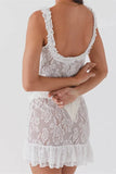 Poshoot Christmas Thanksgiving Gifts  Sleeveless Straps Lace See-Through Slim Fit Mini Dress