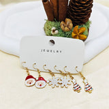 Poshoot 3 Pairs Cute Santa Claus Snowman Elk Combination Earrings for Women Enamel Cartoon Christmas Earrings Xmas New Year Jewelry Gift