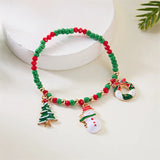 Poshoot Merry Christmas Multicolor Rice Beads Bracelet for Women Snowman Santa Claus Crutch Wreath Pendant Bracelets New Year Jewelry