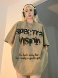 Poshoot New American Retro Street Letter Printed Couple T-shirt Summer Oversize Loose Top Gothic Outwear Y2k Tees Korean Fashion