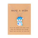 Poshoot New Cute Trendy Christmas Necklace for Women Girl Resin Cartoon Santa Claus Snowman Crutch Choker Necklace New Year Jewelry Gift