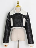 Poshoot Cropped Fur Lining Biker Jacket