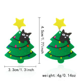 Poshoot Mixed Style Acrylic Christmas Earrings for Women Pattern Christmas Tree Black Cat Santa Claus Drop Earrings Girls Party Jewelry