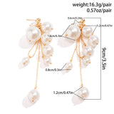 Poshoot-Elegant Simple Imitation Pearl Long Tassel Drop Earrings for Women Wed Bridal Classic Piercing Hanging Earring Aesthetic Jewelry