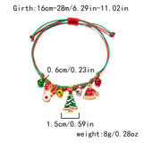 Poshoot Fashion Simple Handwoven Braided Christmas Bracelets for Women Enamel Metal Xmas Tree Santa Claus Adjustable Bracelet Jewelry