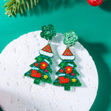 Poshoot Classic Green Christmas Tree Acrylic Printed Earrings for Women Cartoon Pattern Red Star Gloves Drop Earring Xmas Jewelry Gifts