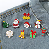 Poshoot Cute Cartoon Christmas Series Brooches for Women Girls Metal Enamel Elk Santa Claus Snowman Pin Backpack Badge Jewelry Xmas Gift