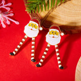 Poshoot Creative Long Legs Santa Claus Christmas Earrings for Women Cute Painting Oil Animal Elk Christmas Tree Earring New Year Jewelry