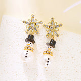 Poshoot Cute Christmas Snowman Drop Earrings for Women Fashion Shiny Crystal Snowflake Earring Girls New Year Party Jewelry Holiday Gift