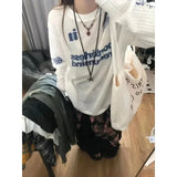 Poshoot Vintage Y2k Kpop Oversize Women T-shirts Hollow Out Harajuku Sexy Gyaru Streetwear Long Sleeve Knitted Top Korean Fashion Casual