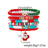 Poshoot Christmas Crystal Polymer Clay Beaded Bracelets for Women Handmade Rice Bead Xmas Tree Santa Claus Pendant Bracelet Jewelry Gift