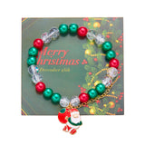 Poshoot Christmas Drip Oil Santa Claus Beaded Bracelets for Women Handmade Crystal Beads Christmas Tree Sock Charm Bracelet Jewelry Gift