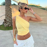 Poshoot Lemon Twist Ruched Crop Top