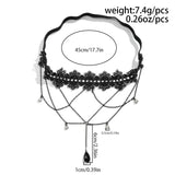 Poshoot-Poshoot Boho Elastic Band Black Lace Leg Thigh Chain for Women Bikini Summer Festival Party Body Jewelry Wed Accessories Gift