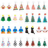 Poshoot Mixed Style Acrylic Christmas Earrings for Women Pattern Christmas Tree Black Cat Santa Claus Drop Earrings Girls Party Jewelry