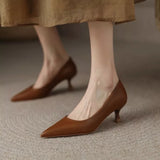 Poshoot-Luxury Pumps Shoes for Women Heeled Woman Medium Heel Stiletto Heels High Sandal Party Office 2024 Elegant Brown Small Heel Sexy