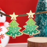 Poshoot New Fashion Acrylic Christmas Tree Earrings for Women Cute Santa Claus Snowflake Gingerbread Man Splicing Wooden Earring Jewelry