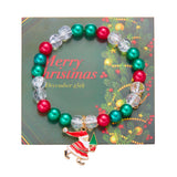 Poshoot Christmas Drip Oil Santa Claus Beaded Bracelets for Women Handmade Crystal Beads Christmas Tree Sock Charm Bracelet Jewelry Gift